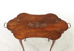 French Baroque Style Serpentine Leg Polychrome Detailed Top Tray Table