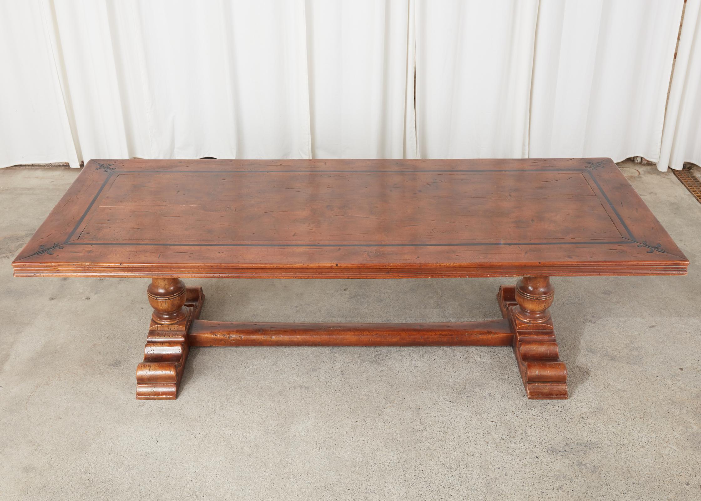 French Baroque Style Walnut Refectory Trestle Dining Table 5