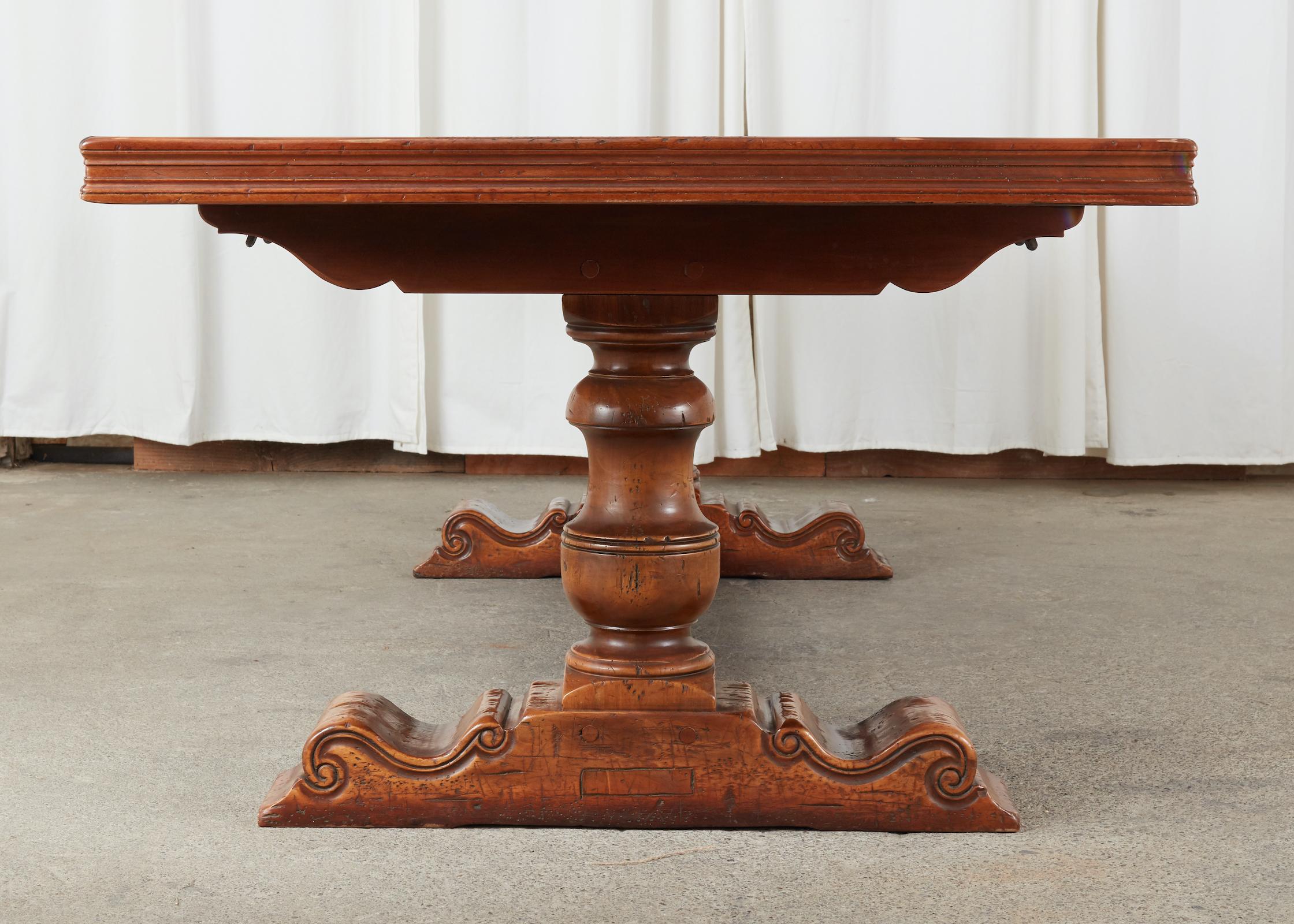 French Baroque Style Walnut Refectory Trestle Dining Table 9