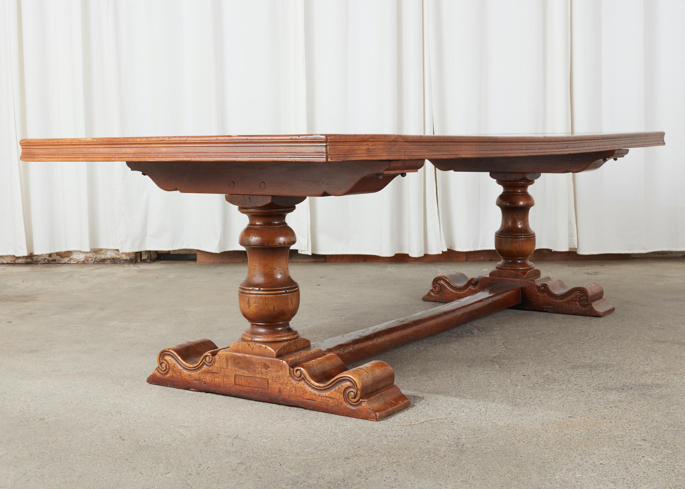 French Baroque Style Walnut Refectory Trestle Dining Table 11