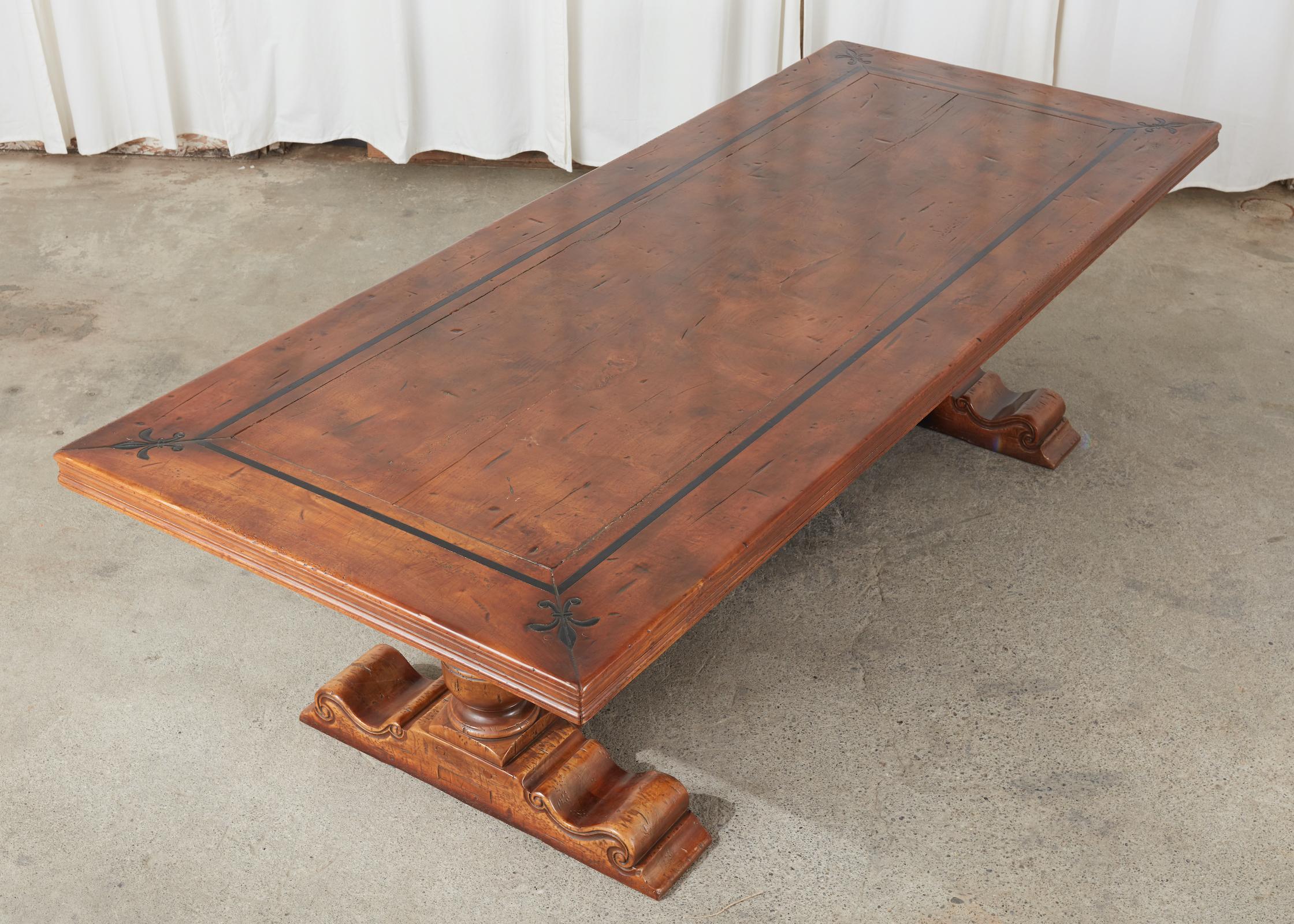 French Baroque Style Walnut Refectory Trestle Dining Table 12