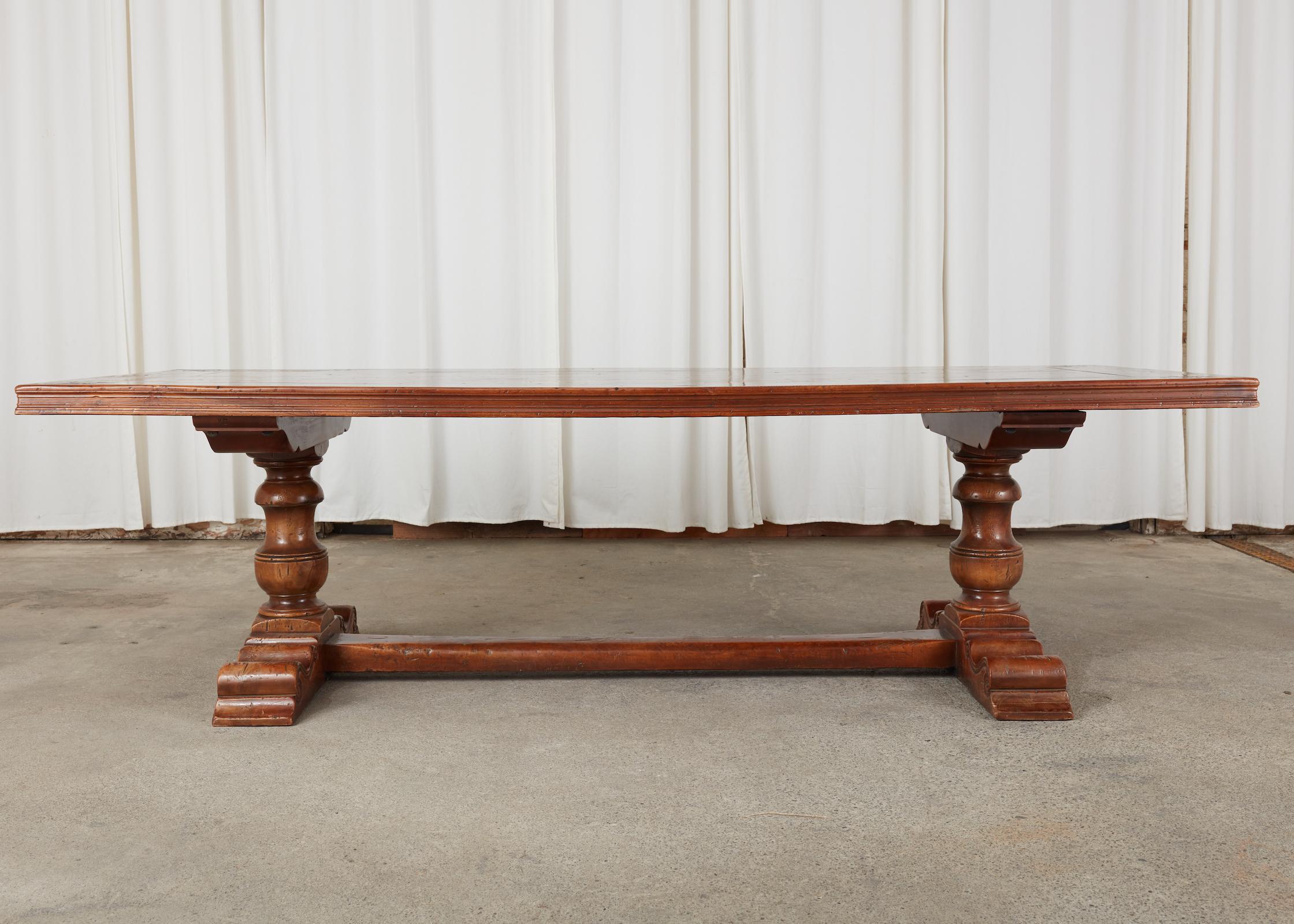 French Baroque Style Walnut Refectory Trestle Dining Table 13