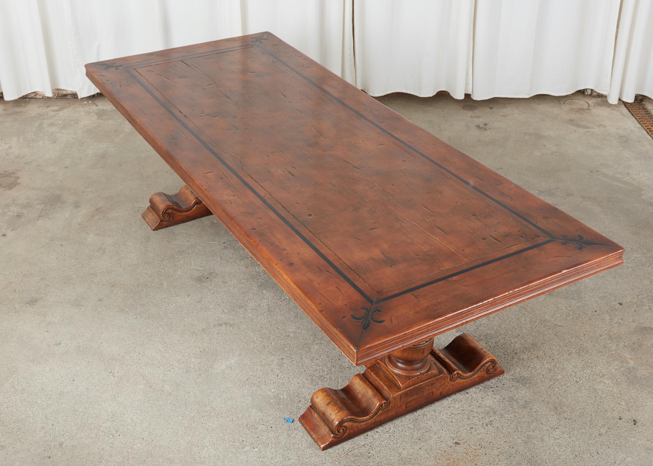French Baroque Style Walnut Refectory Trestle Dining Table 1