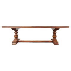 Vintage French Baroque Style Walnut Refectory Trestle Dining Table