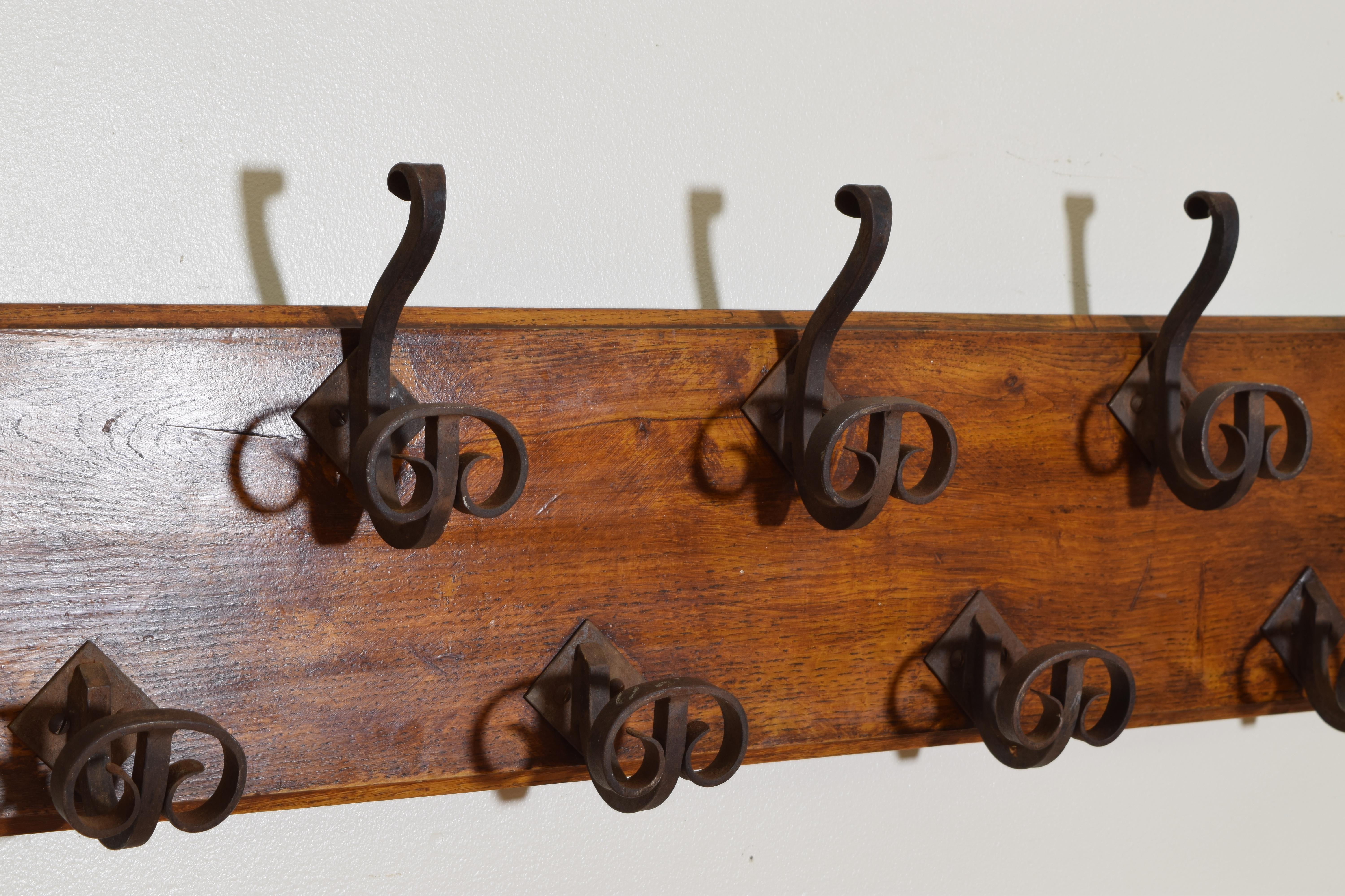 20th Century French Baroque Style Wooden and Wrought Iron Coat and Hat Rack, early 20th cen. For Sale