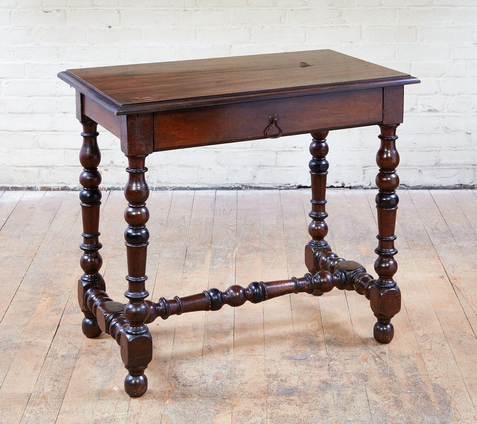 18th Century French Baroque Walnut Side Table For Sale