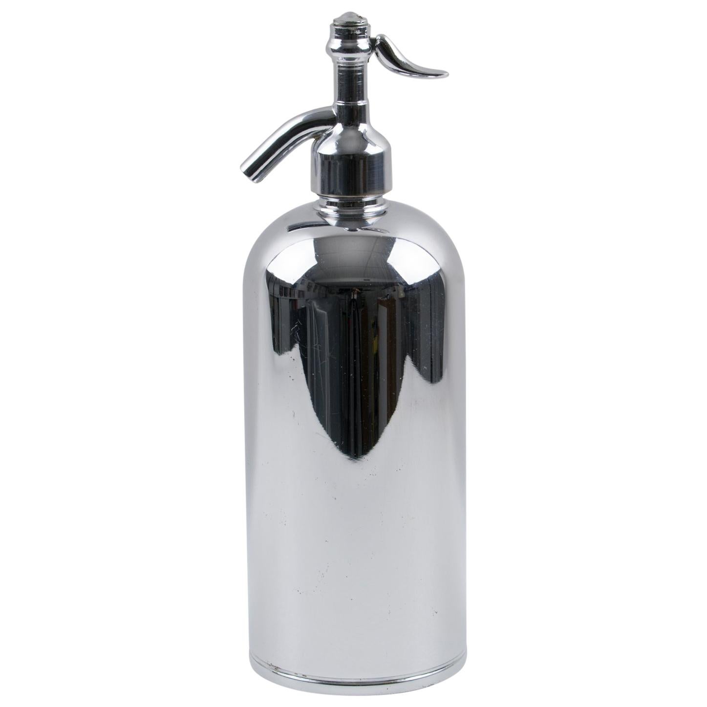 French Barware 1950s Soda Siphon Seltzer Water Chrome Bottle