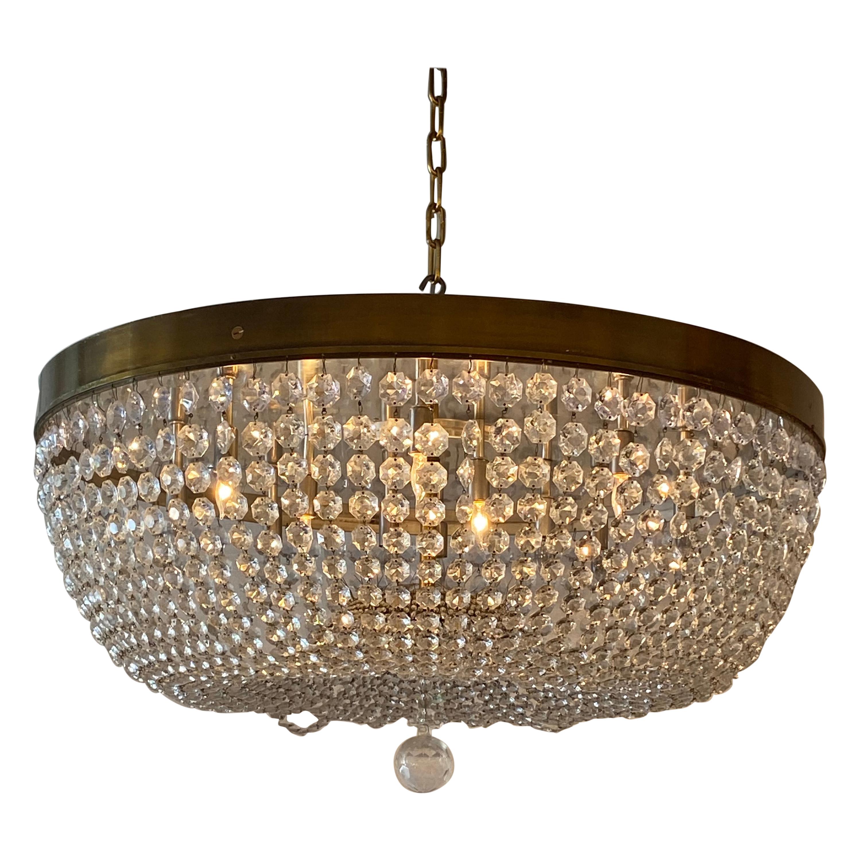 French Basket Crystal Chandelier