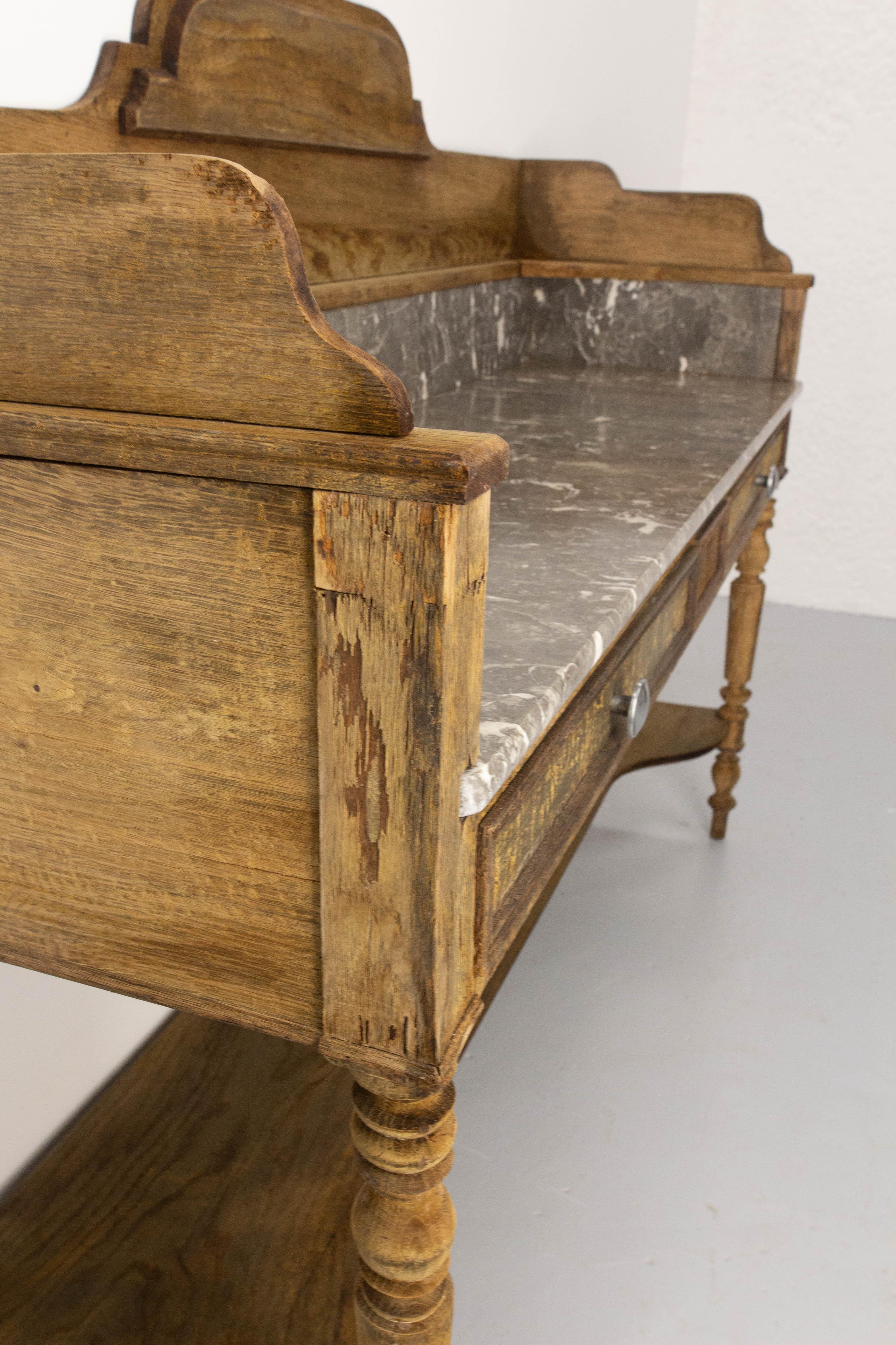 French Bathroom Table Dessert Marble Wood for Two Bassins, late 19th Century 7