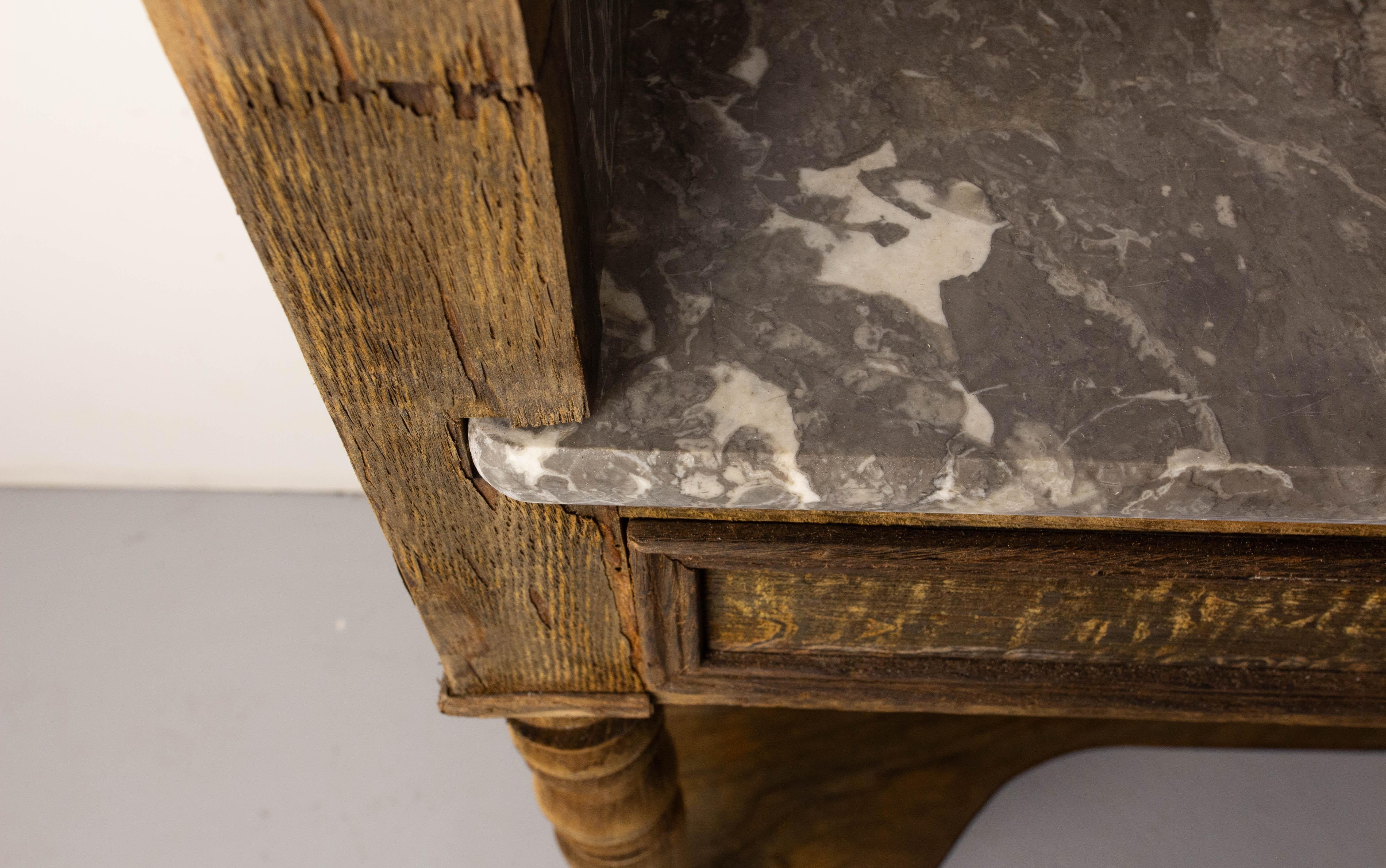 French Bathroom Table Dessert Marble Wood for Two Bassins, late 19th Century 13