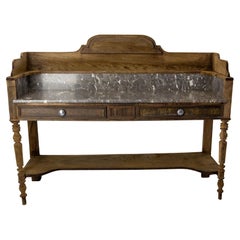 French Bathroom Table Dessert Marble Wood for Two Bassins, late 19th Century
