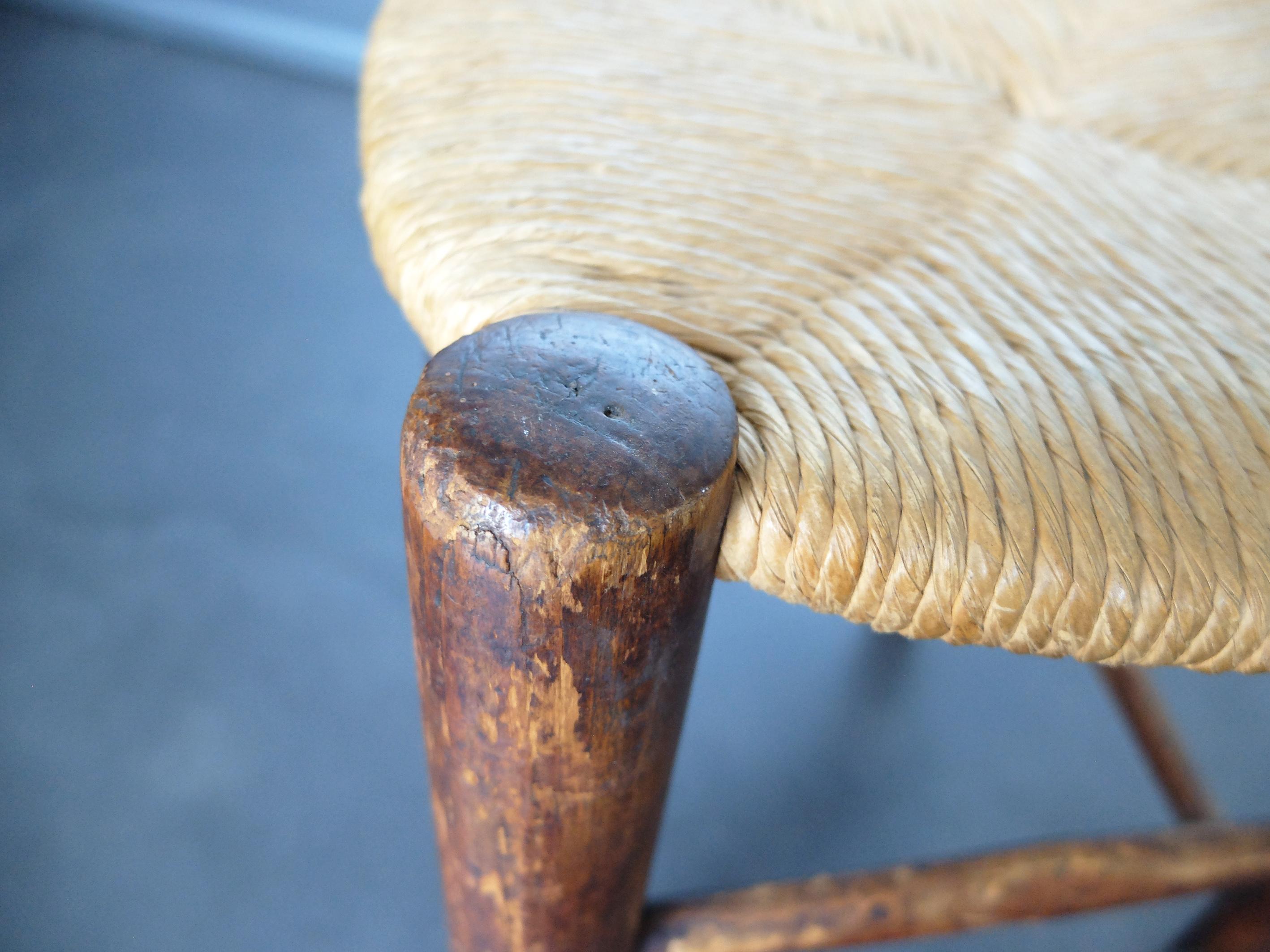 French Bauche Straw Stool, in the Style of Charlotte Perriand For Sale 5
