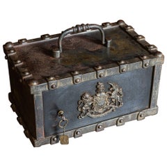 Antique French Bauche Studded Travelling Strongbox Safe, circa 1870-1880