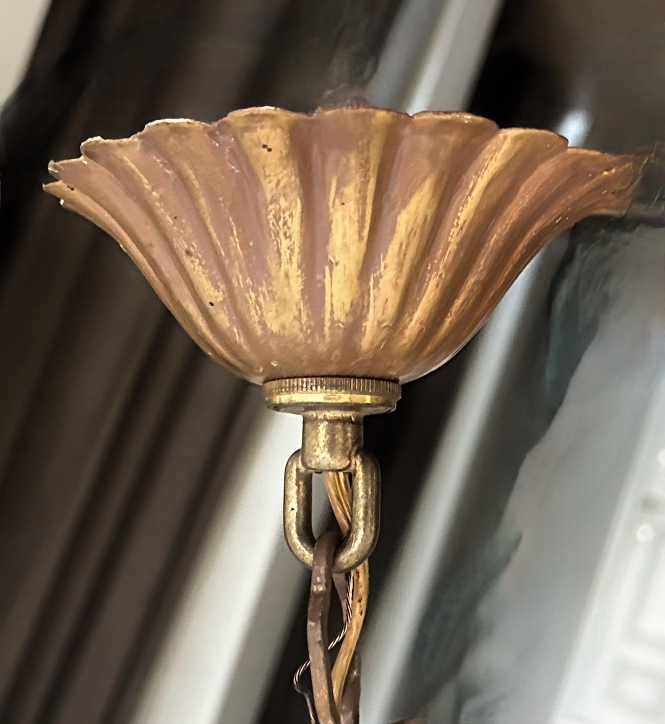 French Beaded Amethyst Crystals Bronze Chandelier For Sale 8
