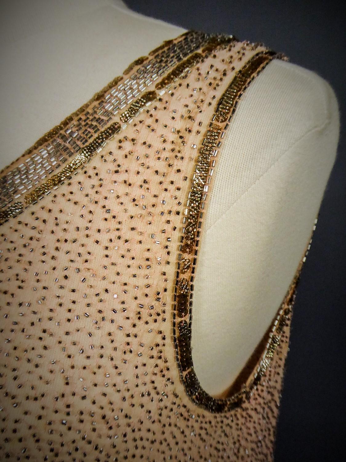 French Beaded and sequins embroidered Couture Flapper Dress Circa 1925 1