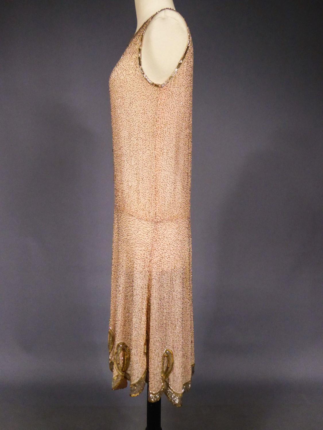 French Beaded and sequins embroidered Couture Flapper Dress Circa 1925 2
