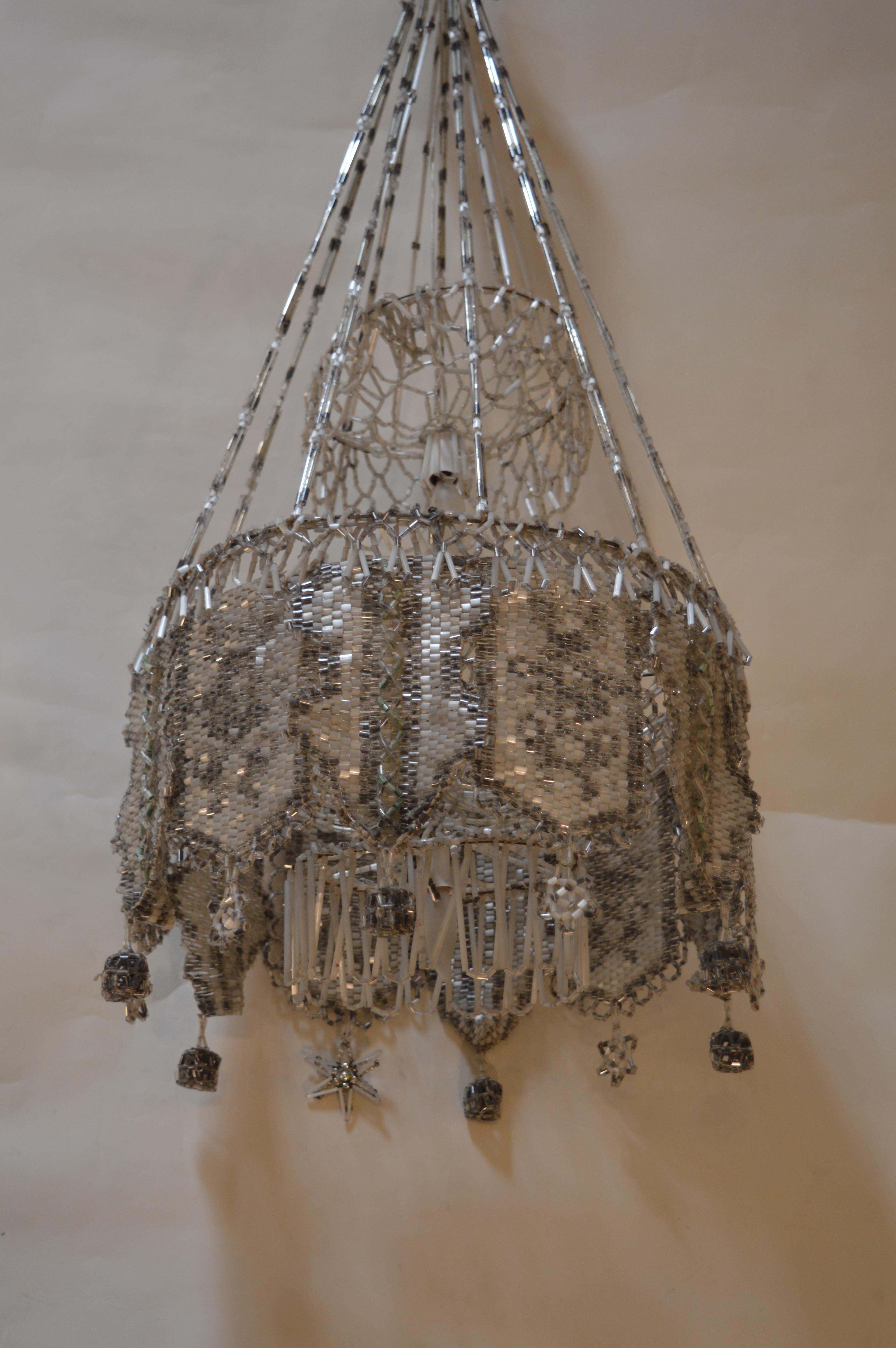 French Beaded Chandelier In Good Condition For Sale In Los Angeles, CA