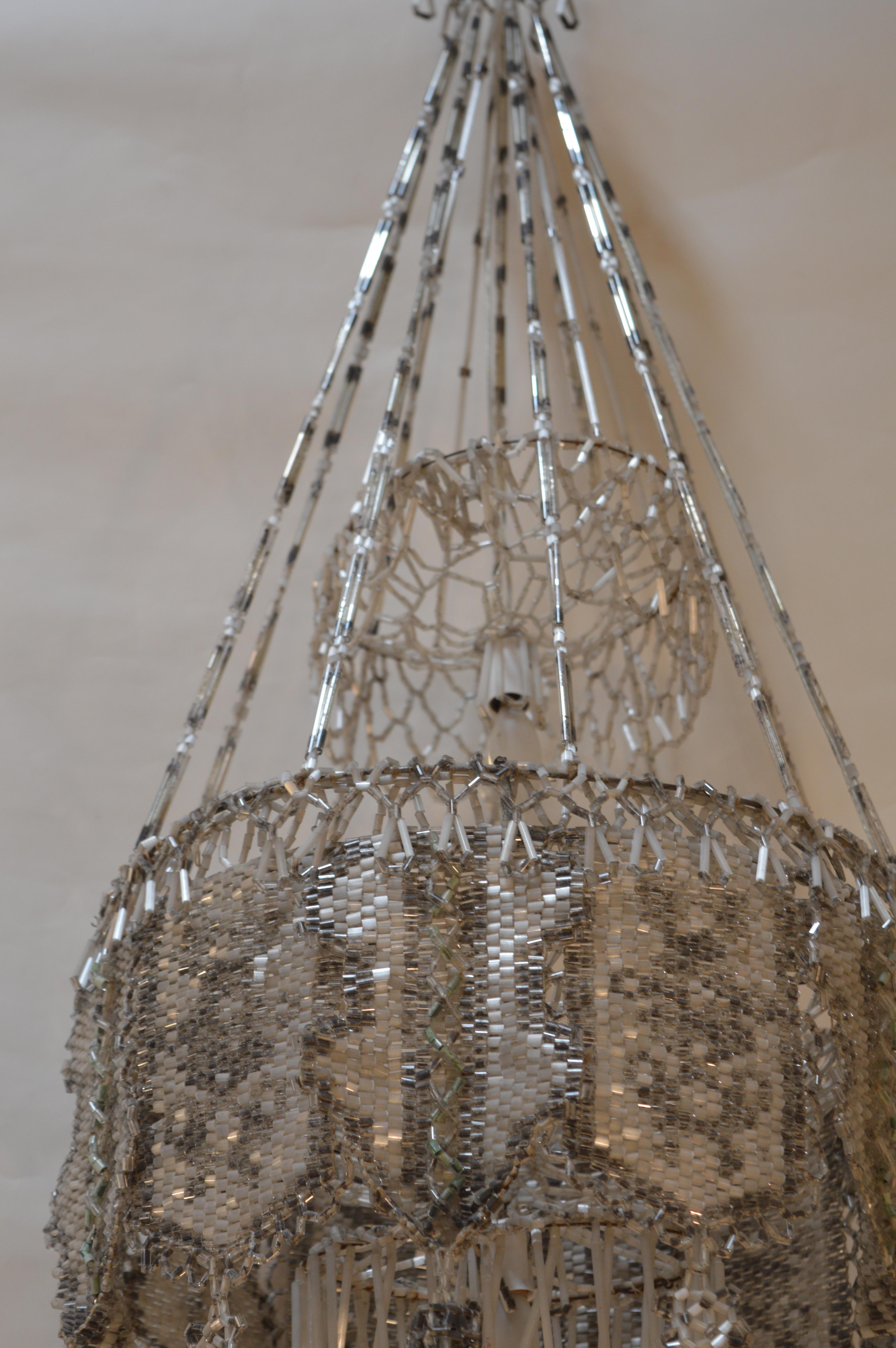 20th Century French Beaded Chandelier For Sale