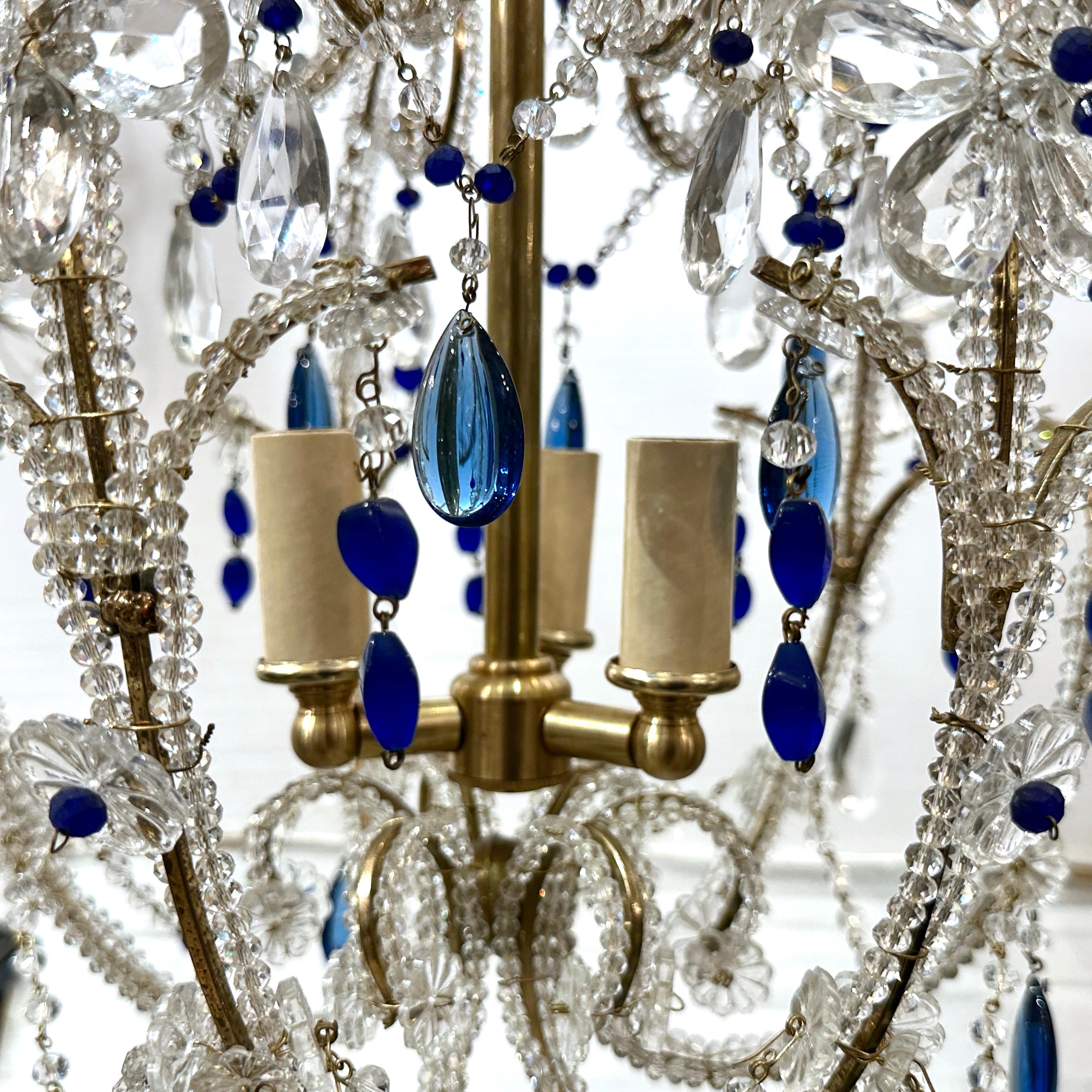 Mid-20th Century French Beaded Chandelier For Sale