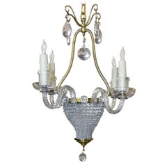 French Beaded Crystal Basket Chandelier