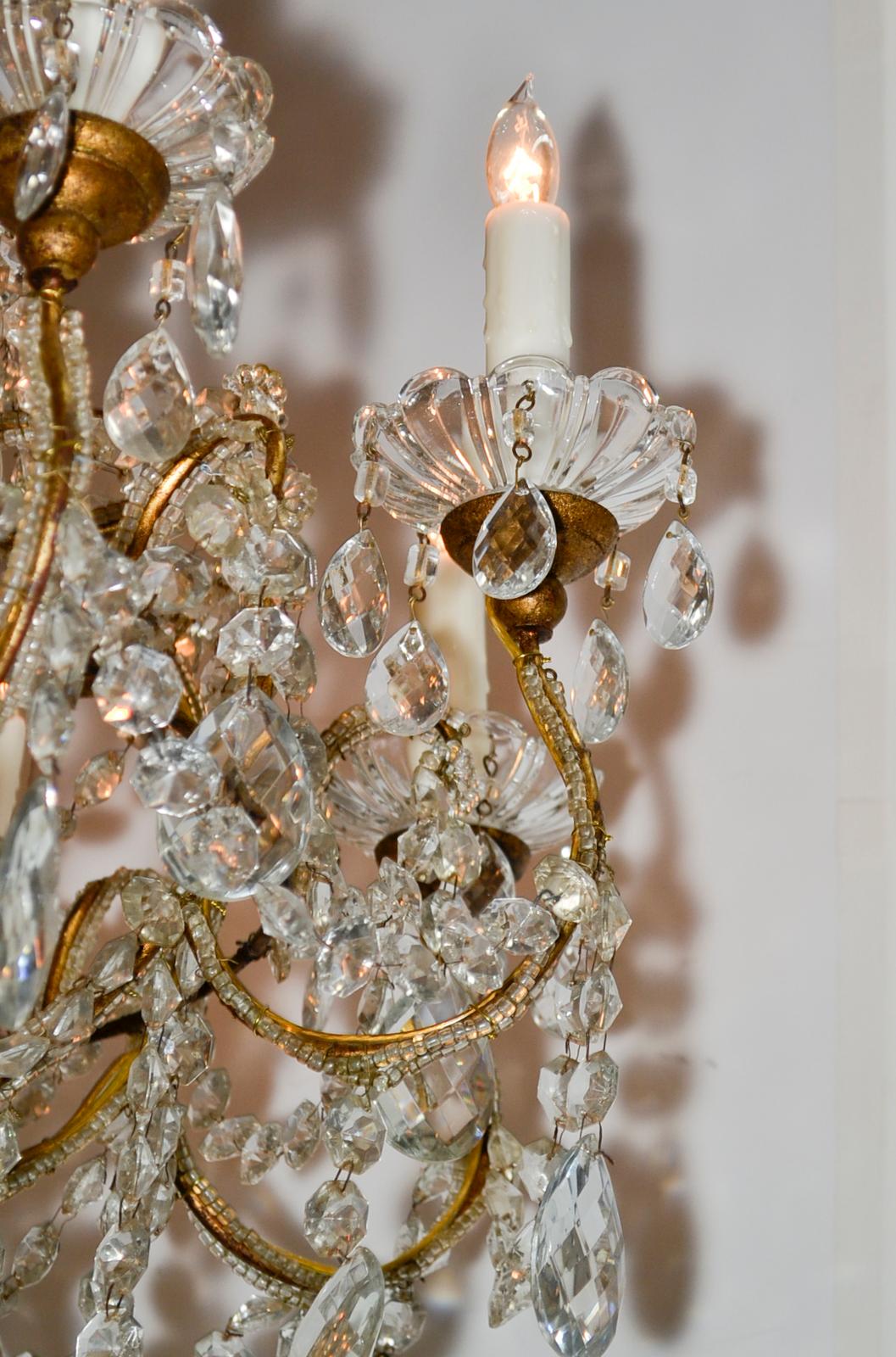 Early 20th Century French Beaded Crystal Chandelier