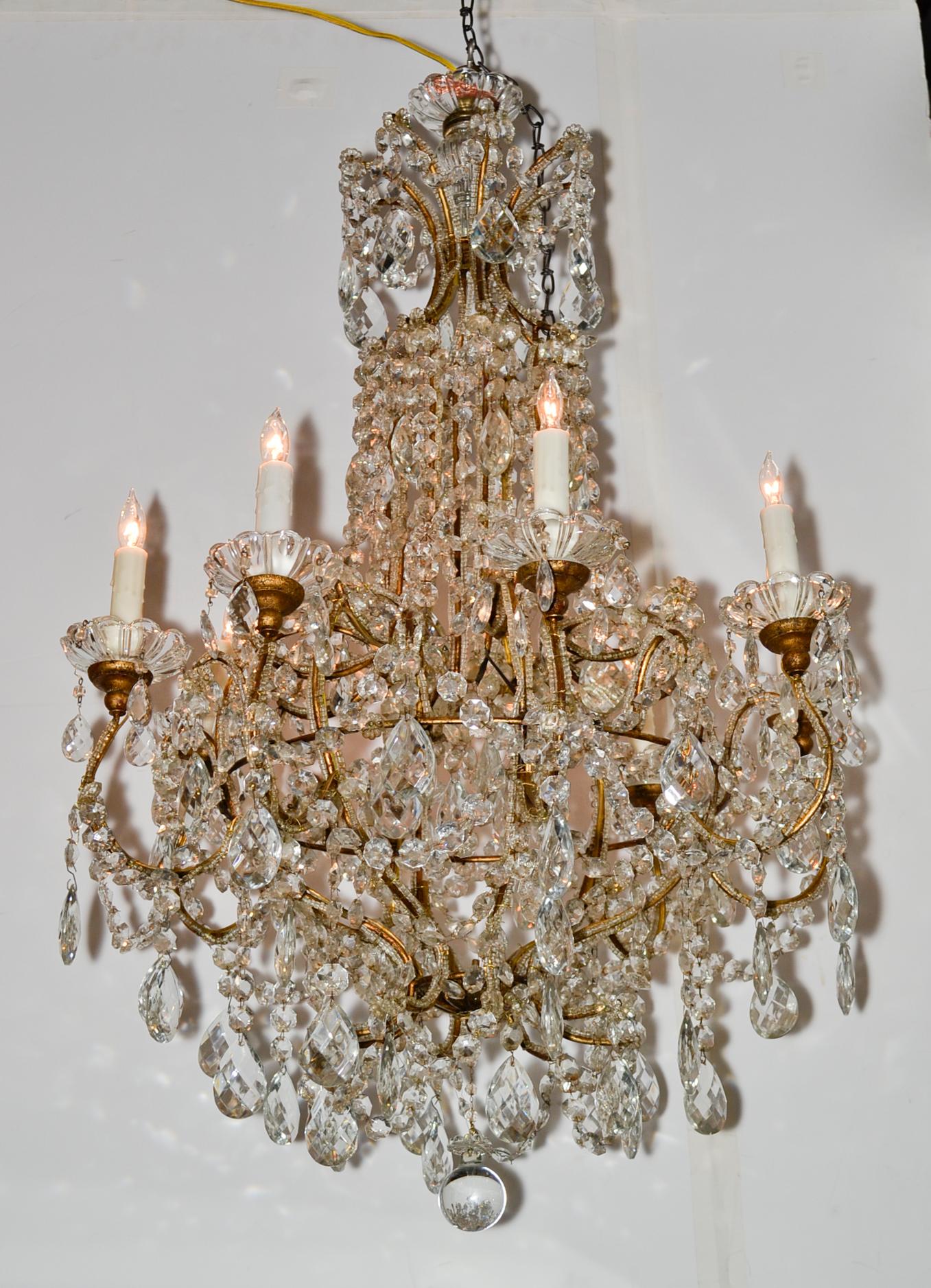 French Beaded Crystal Chandelier 1