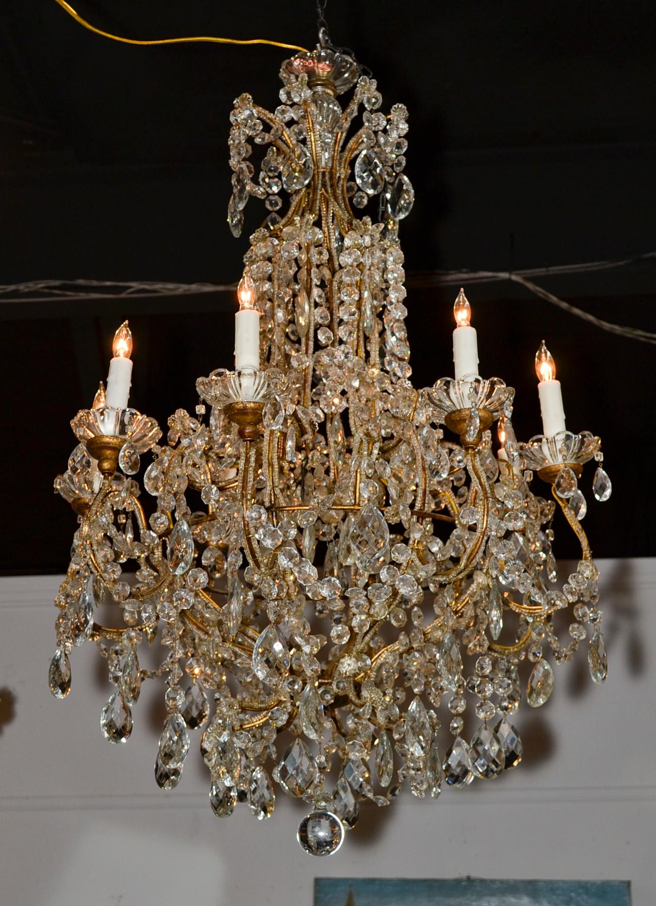 French Beaded Crystal Chandelier 3
