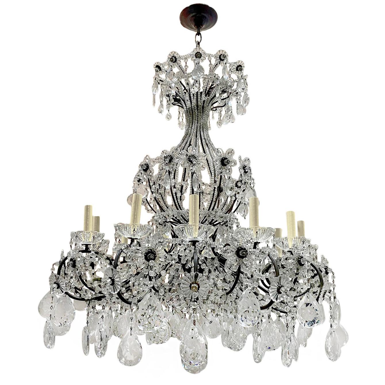 French Beaded & Crystal Chandelier