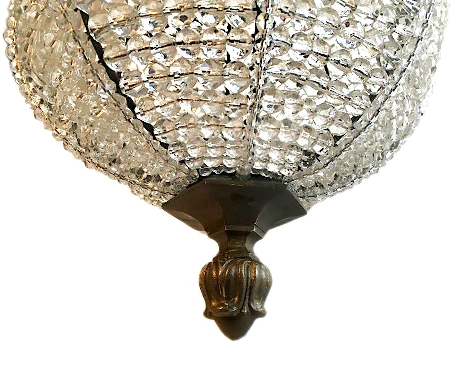 French Beaded Crystal Light Fixture In Good Condition In New York, NY
