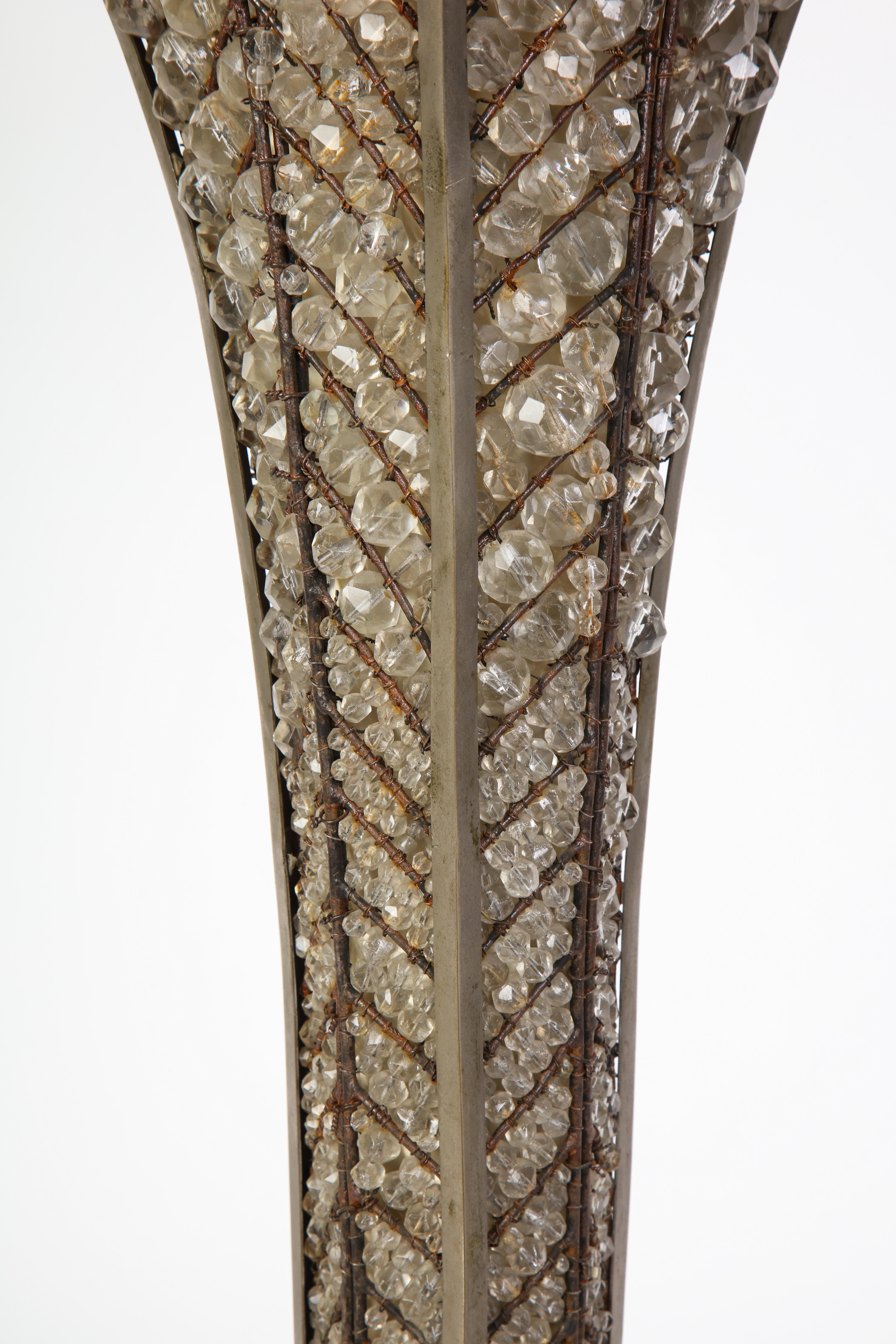 French Beaded Glass Table Lamp, Attributed To Maison Bagues, Circa 1925 In Good Condition For Sale In New York, NY