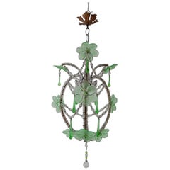 Lampadario francese con perline di Murano Greene & Greene Greene & Greene, con fiori a fascia, circa 1920