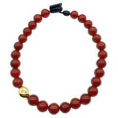French Beaded Necklaces with Red Agate and Bakelite