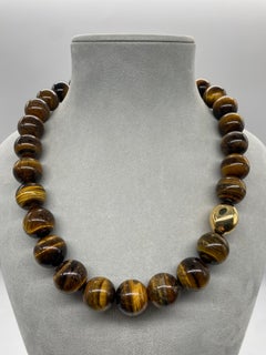 French, Beaded Necklaces with Tiger Eye Stone, Yellow Gold and Bakelite