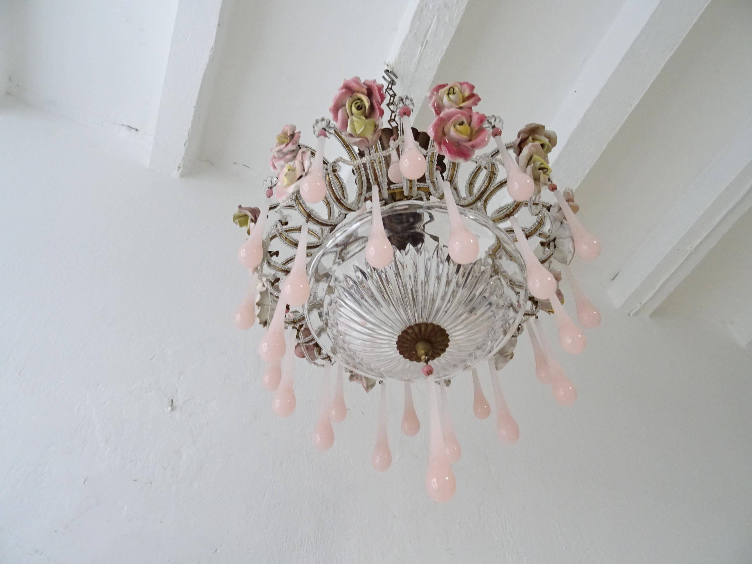 pink bead chandelier