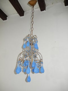 French Beaded Purple Lavender Opaline Drops and Beads Petit Beaded Chandelier