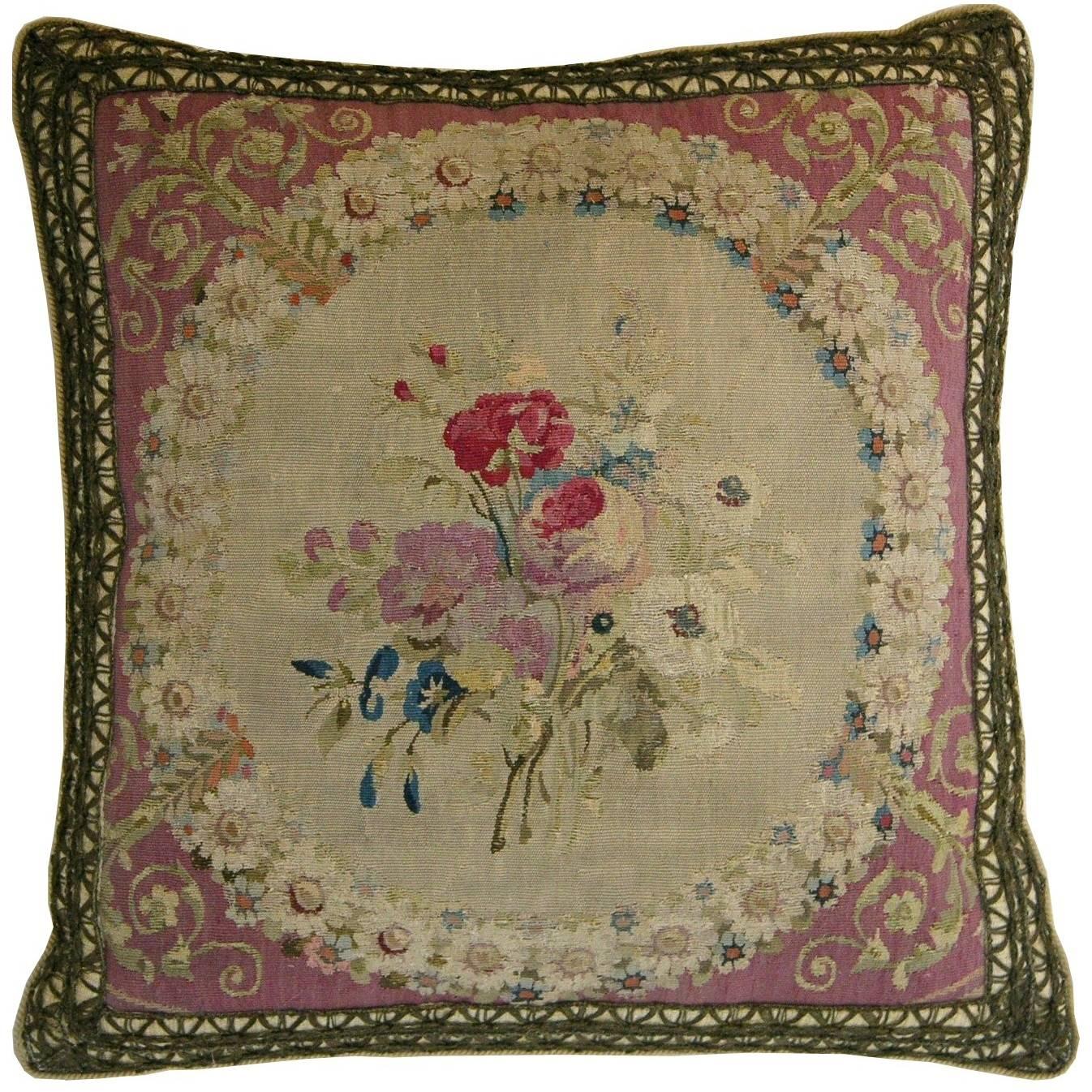 French Beauvais Tapestry Pillow, circa 1780 237p For Sale