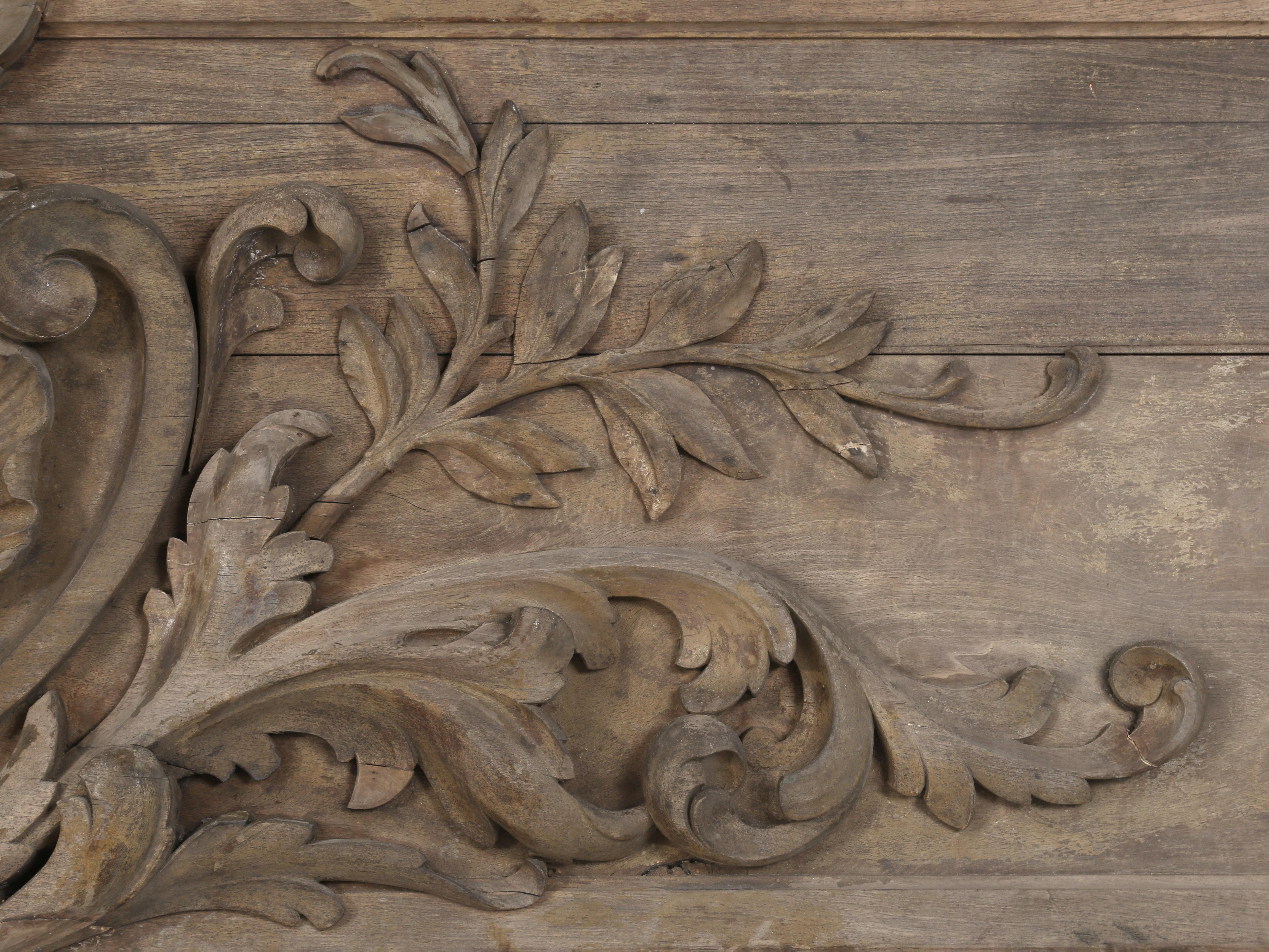 French Beaux-Arts 19th c Heavily Carved Mahogany Panel for Possible Headboard For Sale 1