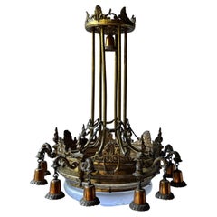 French Beaux-Arts Brass and Bronze Chandelier, Late 19th Century