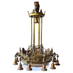 French Beaux-Arts Brass and Bronze Chandelier, Late 19th Century