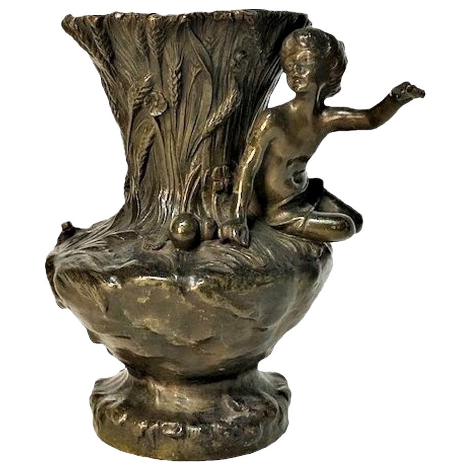 French Beaux Arts, Patinated Bronze Figural Vase by A. Bofill, Ca. 1900