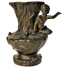 Antique French Beaux Arts, Patinated Bronze Figural Vase by A. Bofill, Ca. 1900