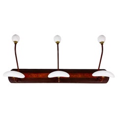 French Beaux-Arts Wood and White Enamel Coat and Hat Rail