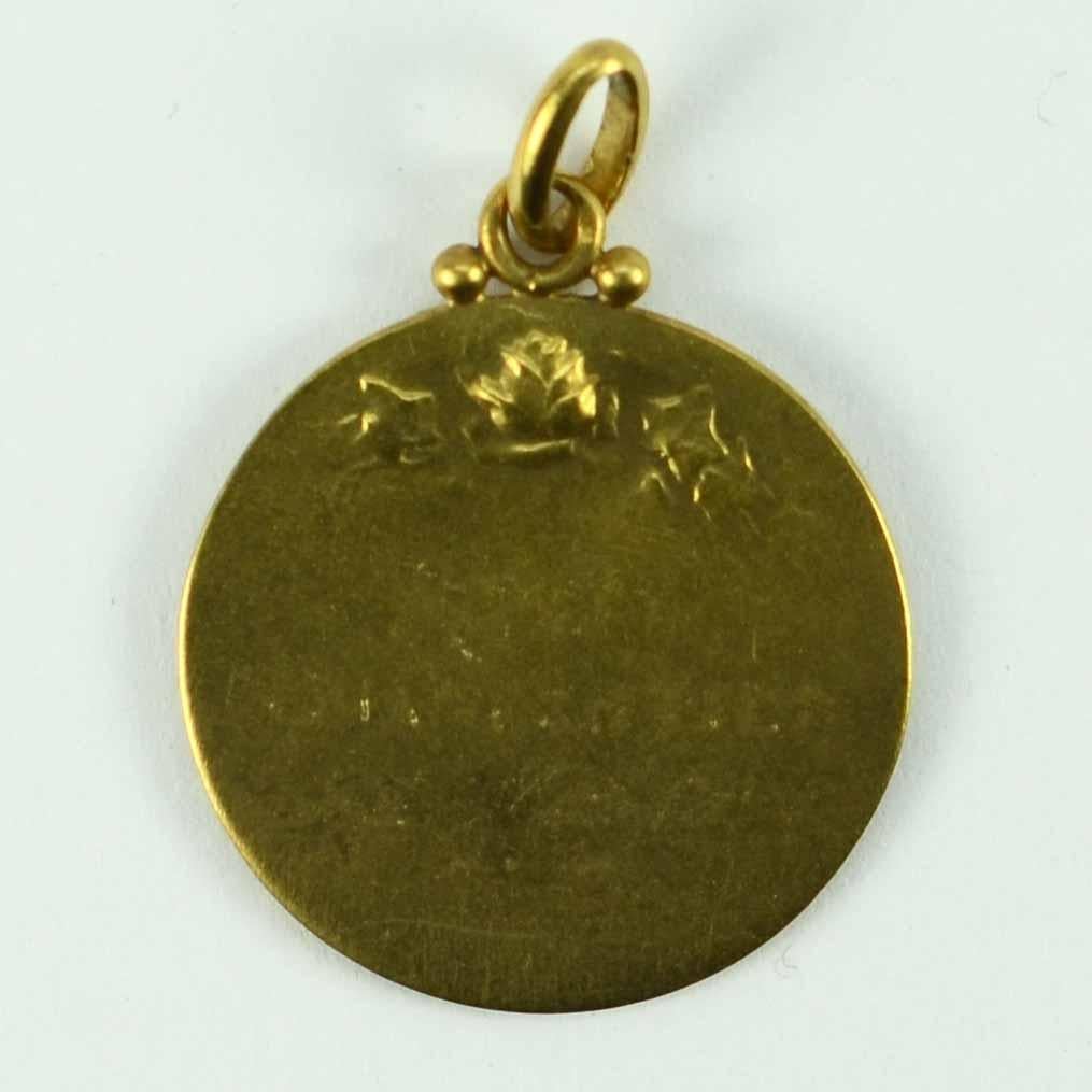 French Becker 18 Karat Gold Raphael's Cherub Rose Ivy Charm Pendant Medal 2