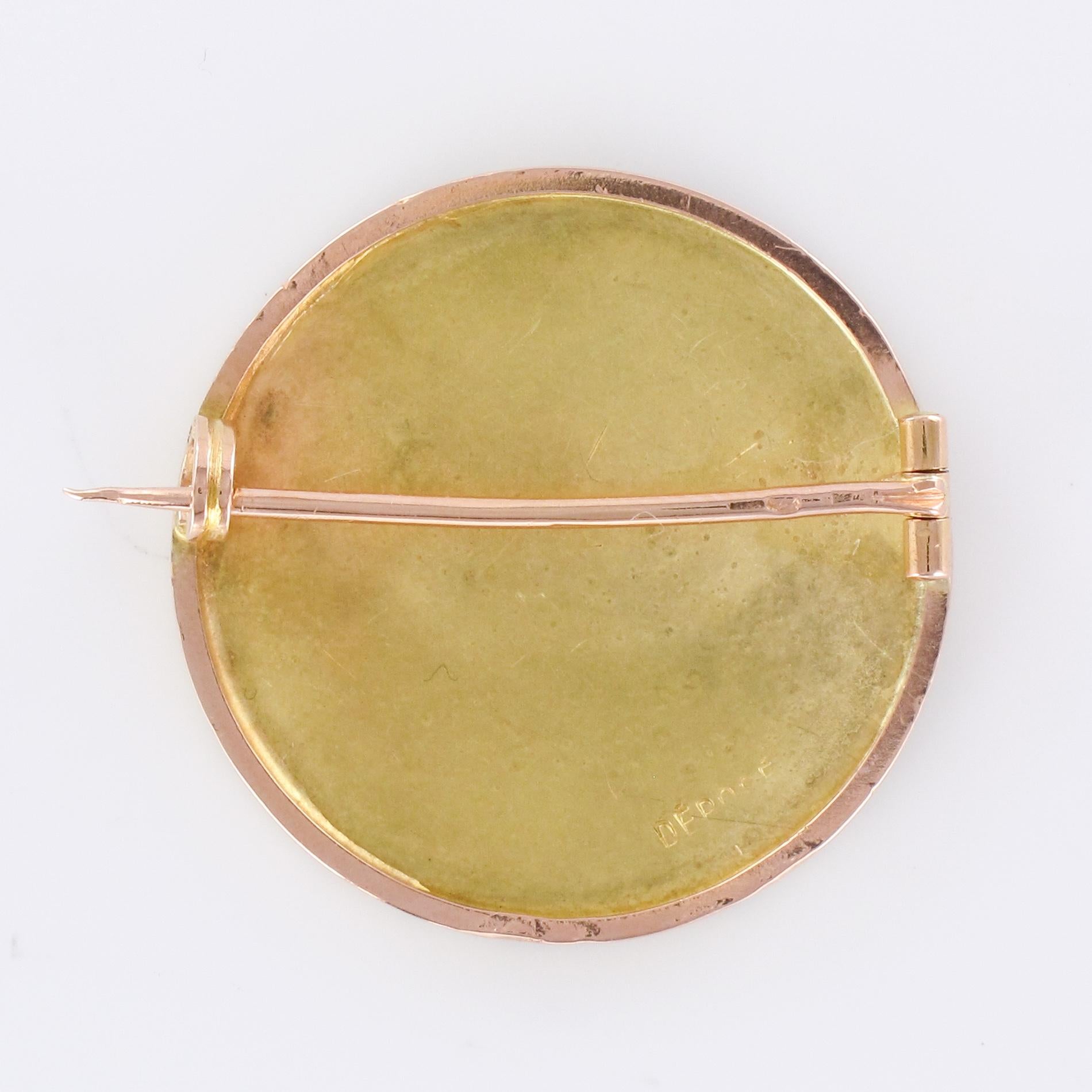 French Becker Art Nouveau Rose-Cut Diamond 18 Karat Yellow Gold Brooch For Sale 7