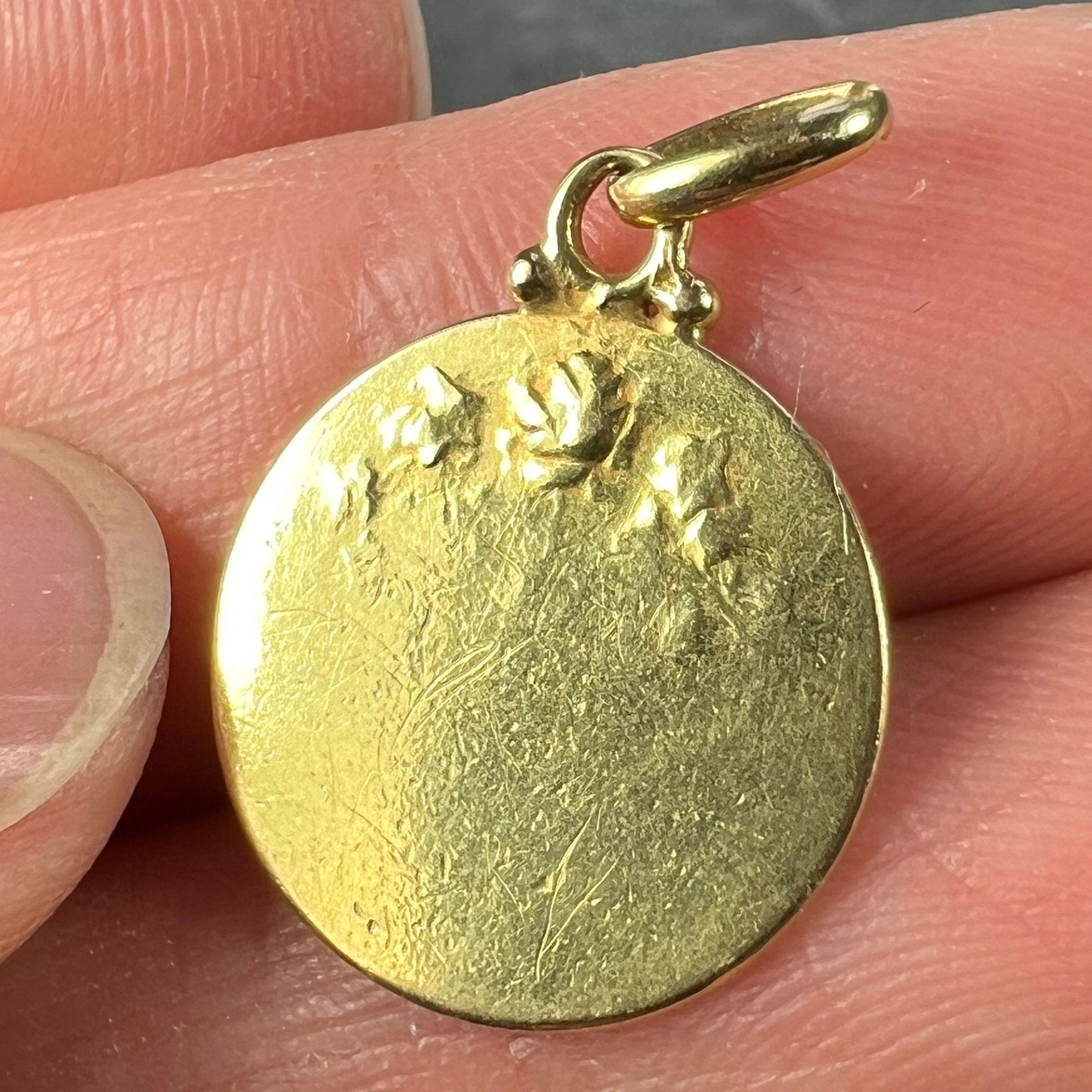 French Becker Virgin Mary 18K Yellow Gold Charm Pendant For Sale 6