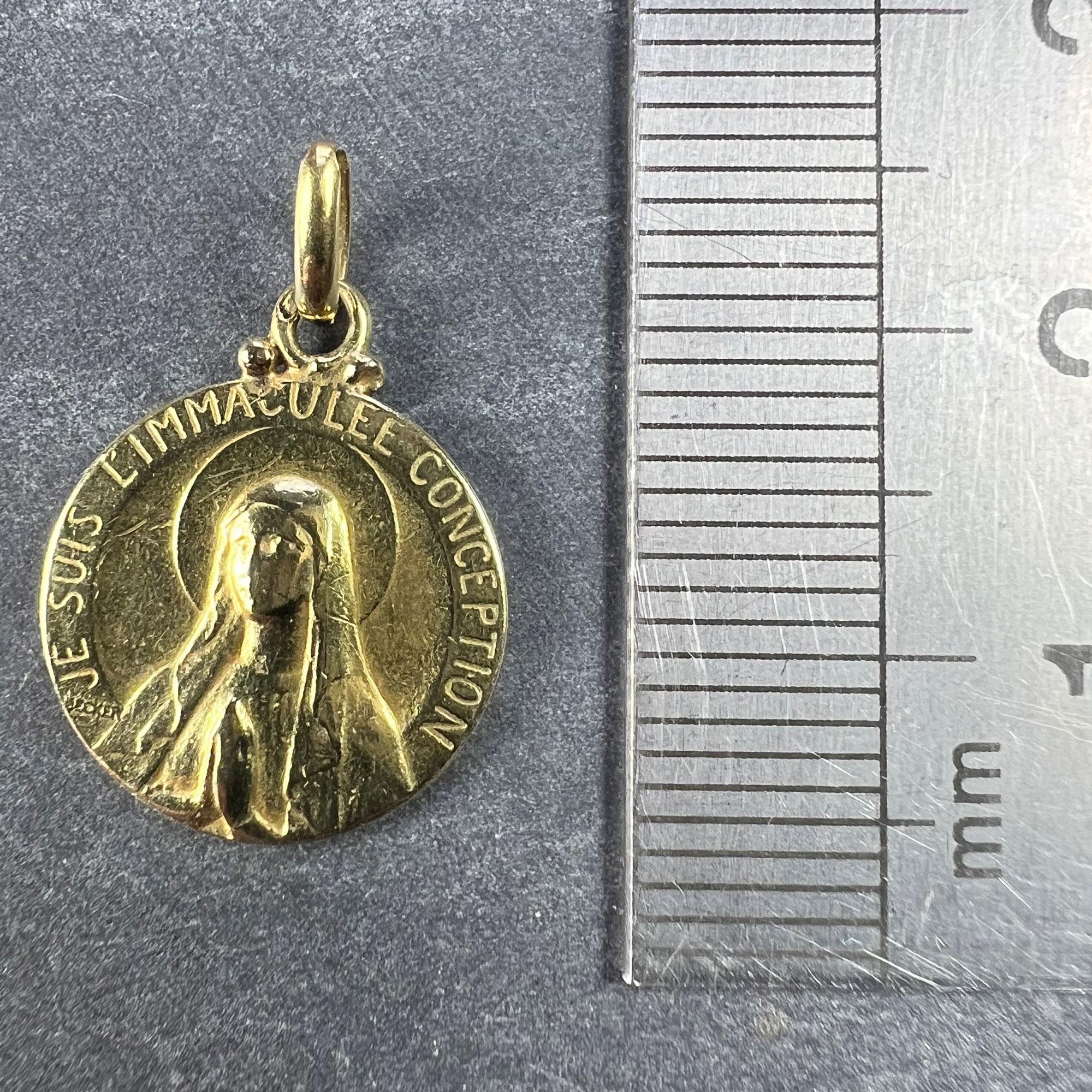 French Becker Virgin Mary 18K Yellow Gold Charm Pendant For Sale 7