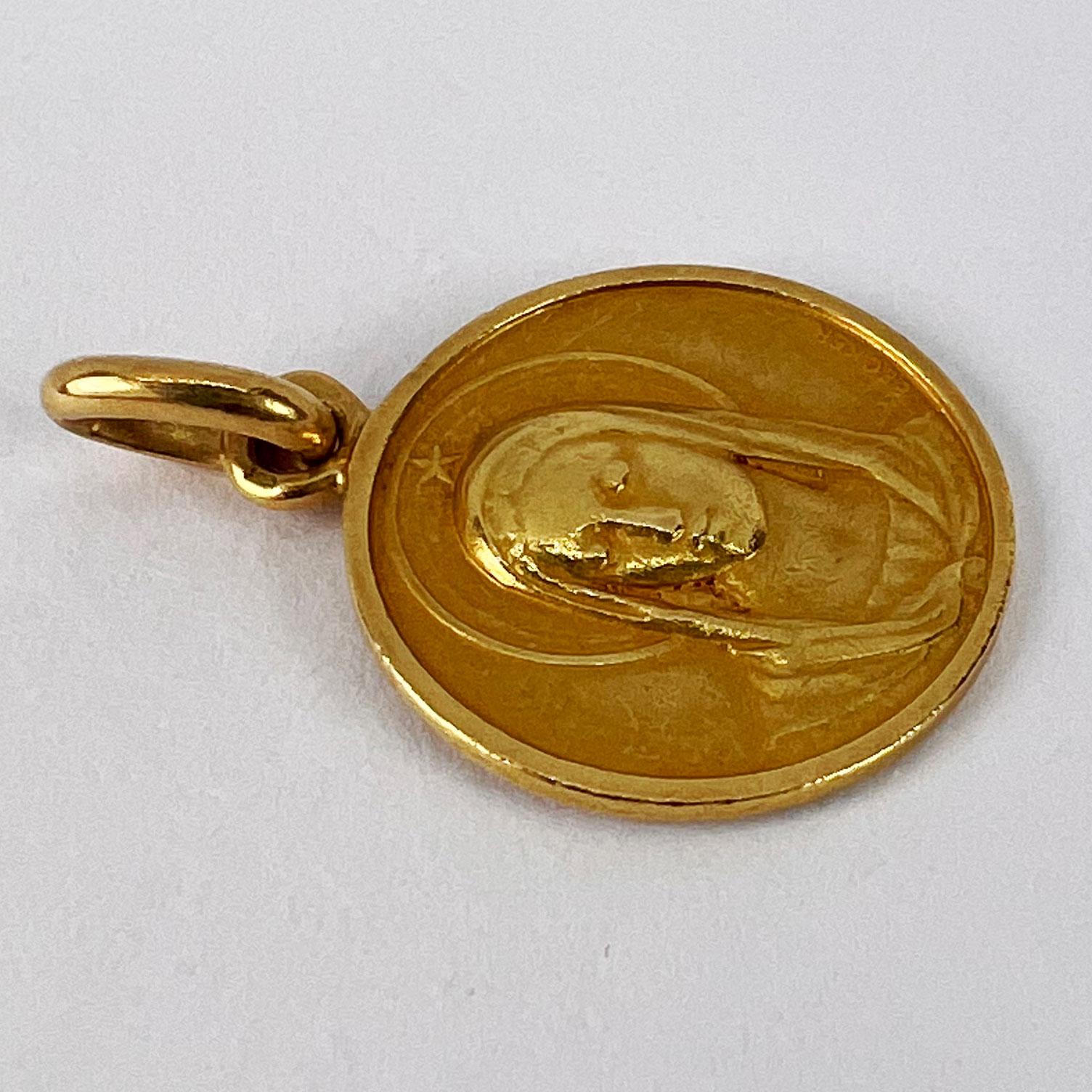 French Becker Virgin Mary 18K Yellow Gold Charm Pendant 5