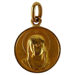 French Becker Virgin Mary 18K Yellow Gold Charm Pendant