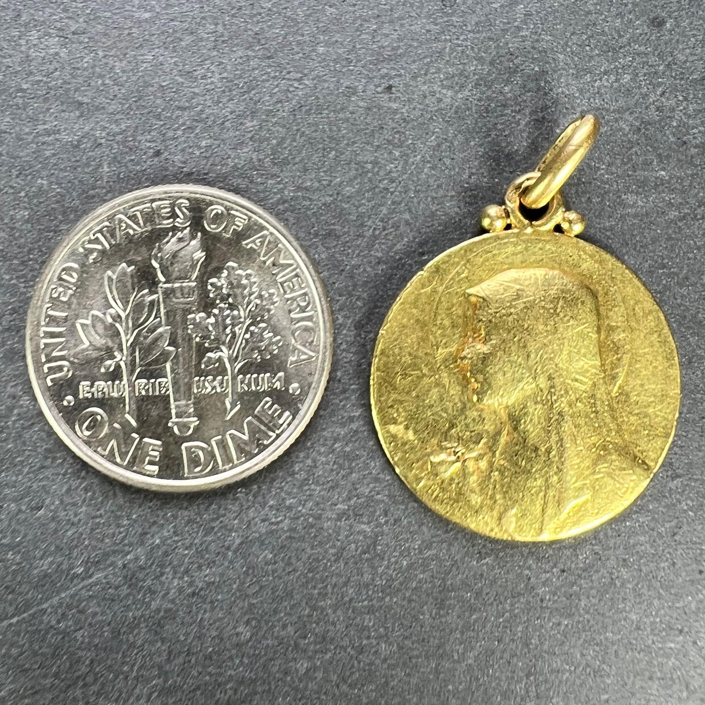 French Becker Virgin Mary 18K Yellow Gold Pendant Medal 6