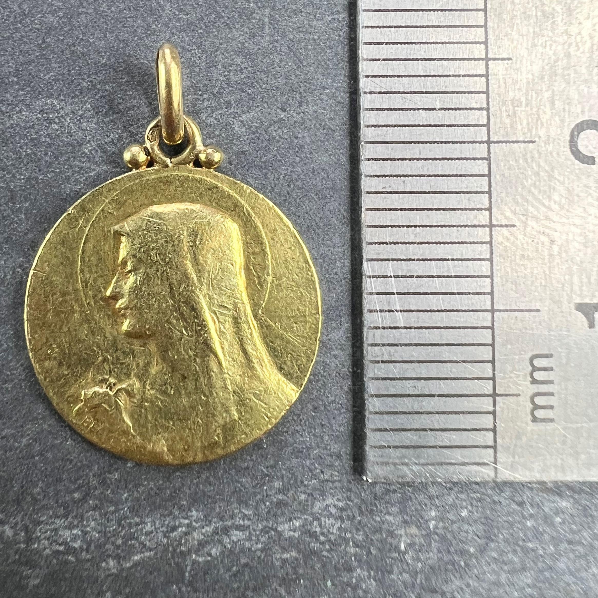 French Becker Virgin Mary 18K Yellow Gold Pendant Medal 5